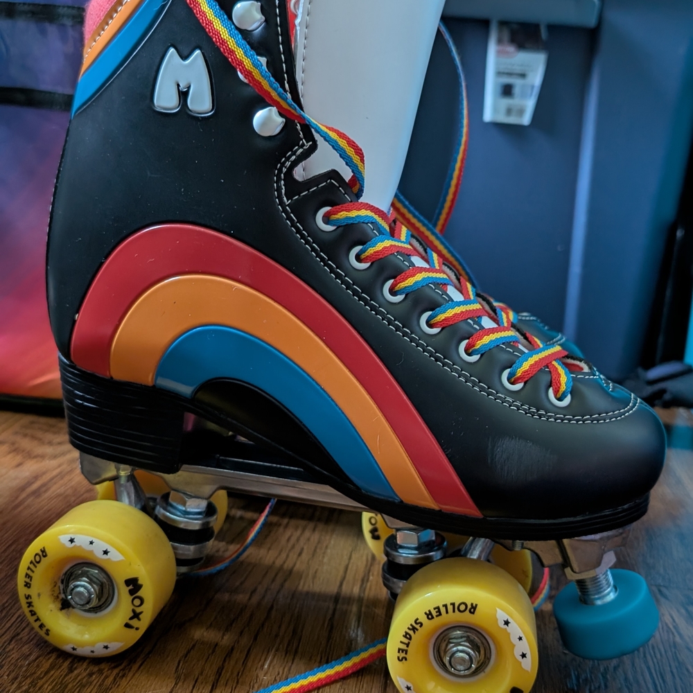 Colorful Roller Skates with Rainbow Design
